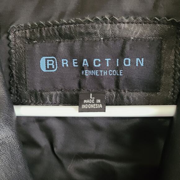 Kenneth Cole Reaction Y2K Soft Black Leather Lined Jacket Blazer Women's L - Picture 2 of 11